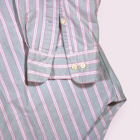 Polo Ralph Lauren Thick Button Up Down Front White Shirt Teal Strip Size 16 - 32 - Picture 3 of 8